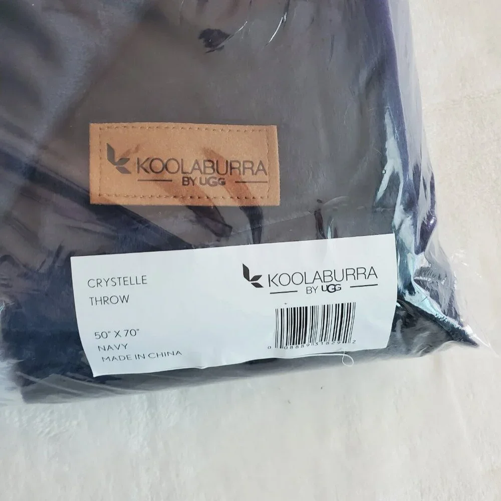 NEW Koolaburra by Ugg Textured Faux Fur Throw Blanket 50 in x 70‎ in  - Navy